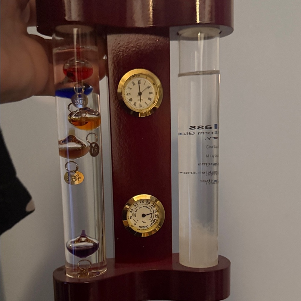 Unique! Vintage 4-in-1 Weather Station | Galileo Thermometer & Storm Glass